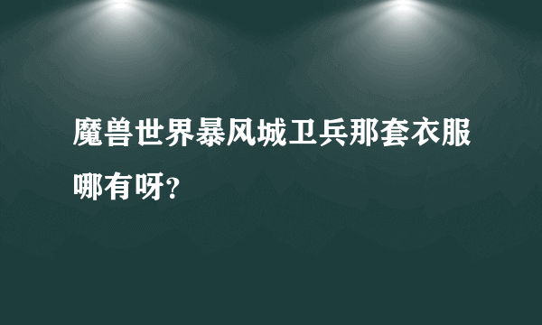 魔兽世界暴风城卫兵那套衣服哪有呀？