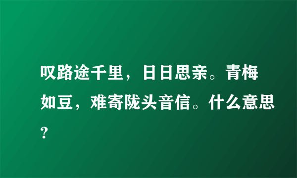 叹路途千里，日日思亲。青梅如豆，难寄陇头音信。什么意思？