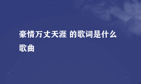 豪情万丈天涯 的歌词是什么歌曲