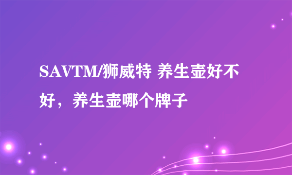 SAVTM/狮威特 养生壶好不好，养生壶哪个牌子