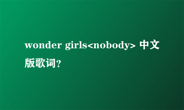 wonder girls<nobody> 中文版歌词？