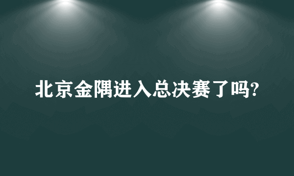 北京金隅进入总决赛了吗?