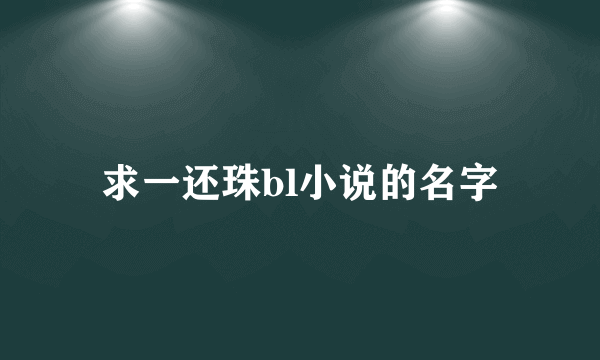 求一还珠bl小说的名字