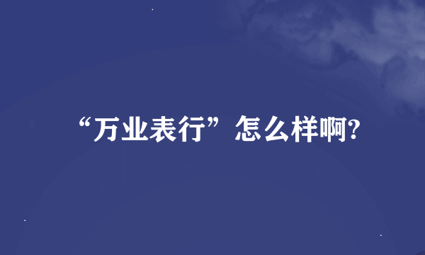 “万业表行”怎么样啊?