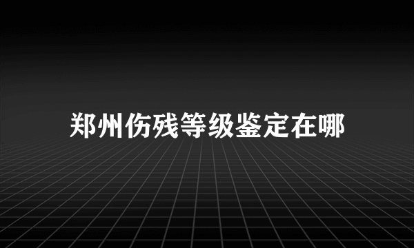 郑州伤残等级鉴定在哪