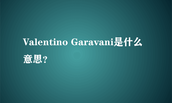 Valentino Garavani是什么意思？