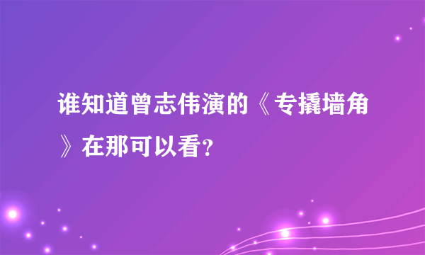 谁知道曾志伟演的《专撬墙角》在那可以看？