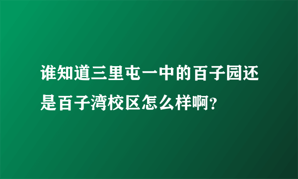 谁知道三里屯一中的百子园还是百子湾校区怎么样啊？