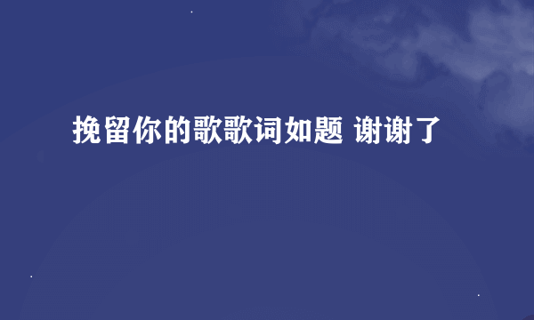 挽留你的歌歌词如题 谢谢了