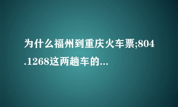 为什么福州到重庆火车票;804.1268这两趟车的票现在买不到