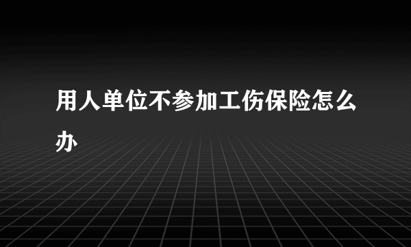 用人单位不参加工伤保险怎么办