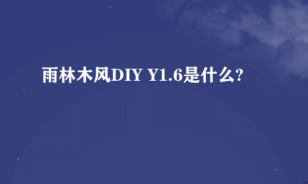 雨林木风DIY Y1.6是什么?