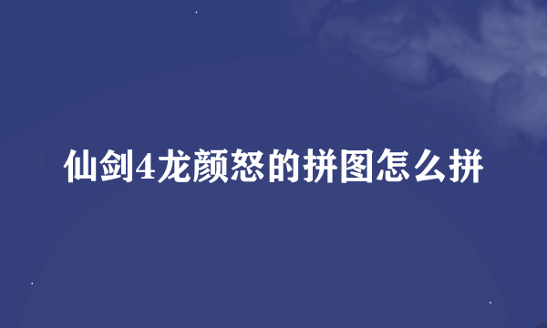 仙剑4龙颜怒的拼图怎么拼