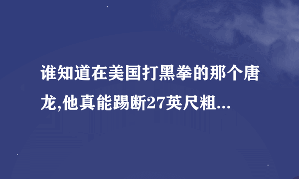 谁知道在美国打黑拳的那个唐龙,他真能踢断27英尺粗的钢柱吗,反坦克炮好象也打不断吧