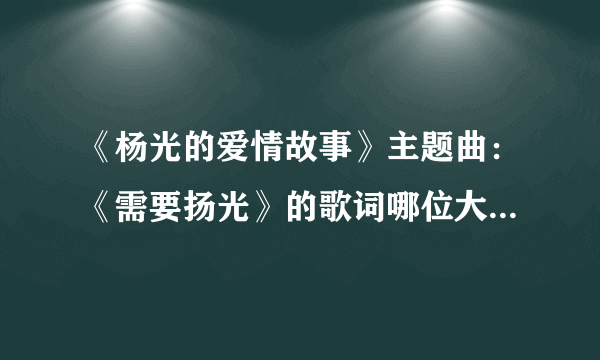 《杨光的爱情故事》主题曲：《需要扬光》的歌词哪位大哥大姐有啊？？