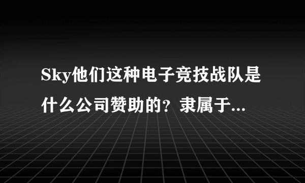 Sky他们这种电子竞技战队是什么公司赞助的？隶属于什么企业啊？