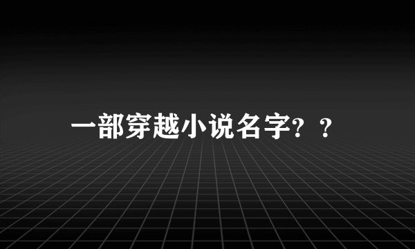 一部穿越小说名字？？