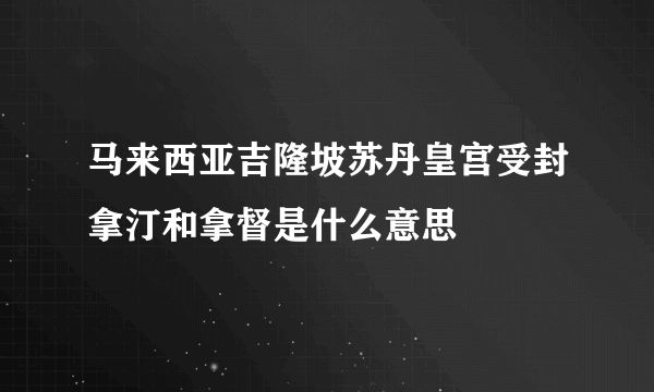 马来西亚吉隆坡苏丹皇宫受封拿汀和拿督是什么意思