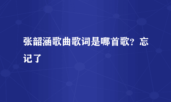 张韶涵歌曲歌词是哪首歌？忘记了