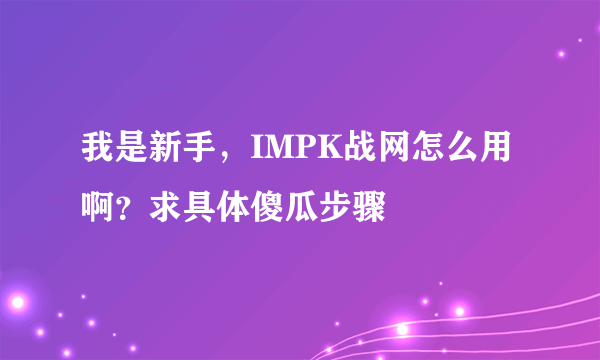 我是新手，IMPK战网怎么用啊？求具体傻瓜步骤