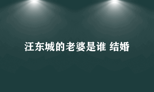 汪东城的老婆是谁 结婚