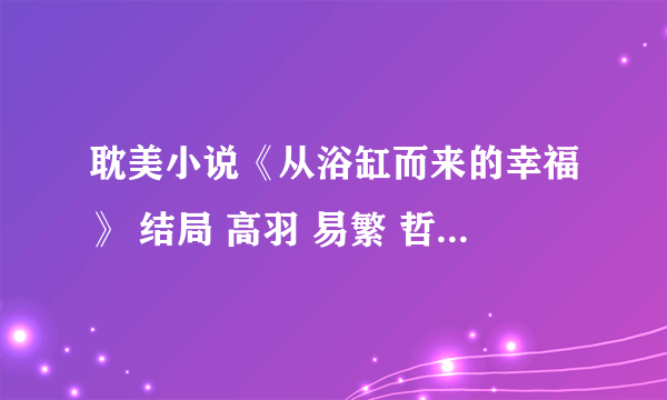 耽美小说《从浴缸而来的幸福》 结局 高羽 易繁 哲佩等人的情感关系