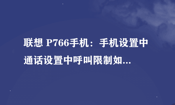 联想 P766手机：手机设置中通话设置中呼叫限制如想取消，其禁止密码是多少？（原厂的未修改过 但不是1234