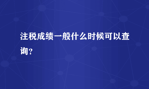 注税成绩一般什么时候可以查询？