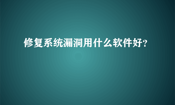 修复系统漏洞用什么软件好？