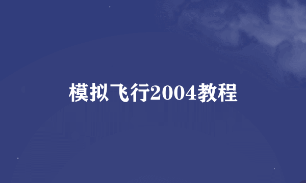 模拟飞行2004教程