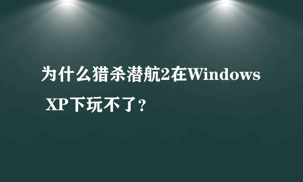 为什么猎杀潜航2在Windows XP下玩不了？