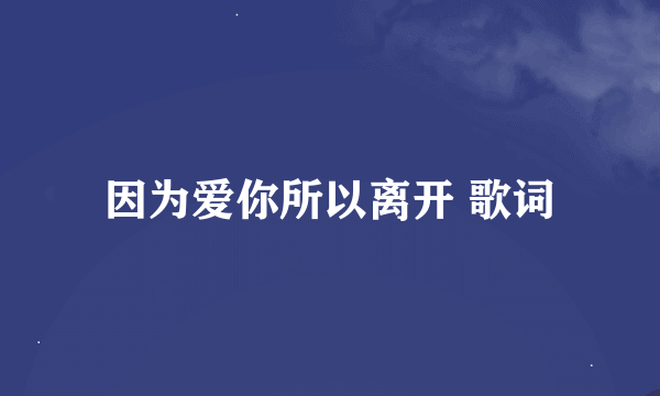 因为爱你所以离开 歌词