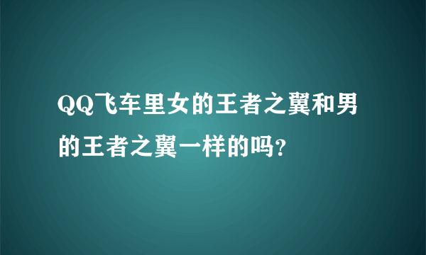 QQ飞车里女的王者之翼和男的王者之翼一样的吗？