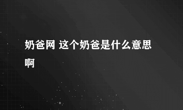 奶爸网 这个奶爸是什么意思啊