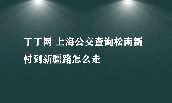 丁丁网 上海公交查询松南新村到新疆路怎么走