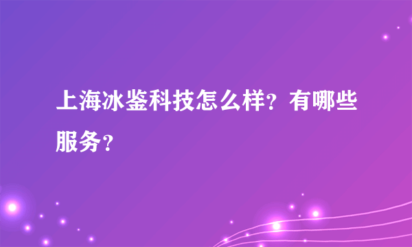 上海冰鉴科技怎么样？有哪些服务？