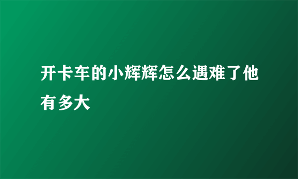 开卡车的小辉辉怎么遇难了他有多大