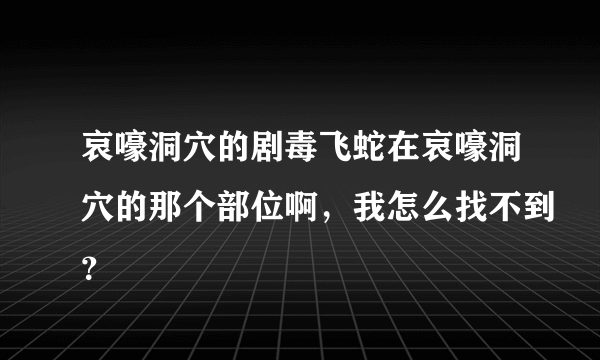 哀嚎洞穴的剧毒飞蛇在哀嚎洞穴的那个部位啊，我怎么找不到？