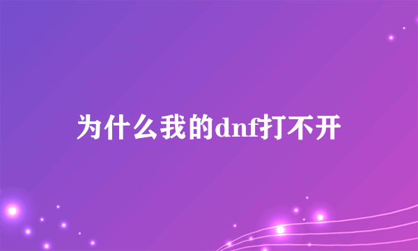 为什么我的dnf打不开