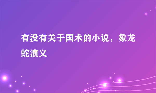 有没有关于国术的小说，象龙蛇演义