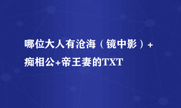 哪位大人有沧海（镜中影）+痴相公+帝王妻的TXT