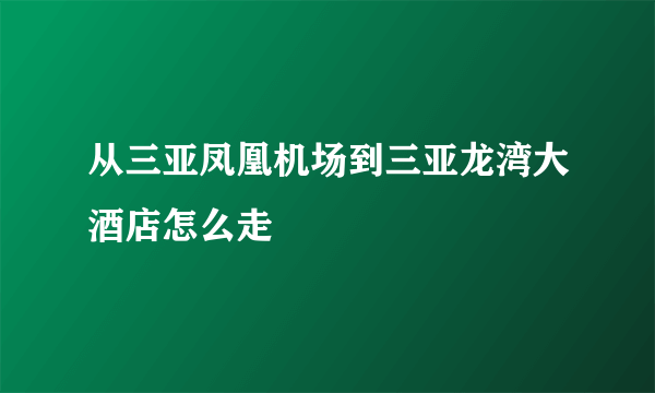 从三亚凤凰机场到三亚龙湾大酒店怎么走