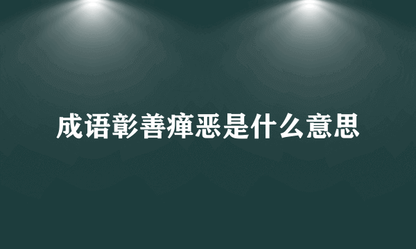 成语彰善瘅恶是什么意思