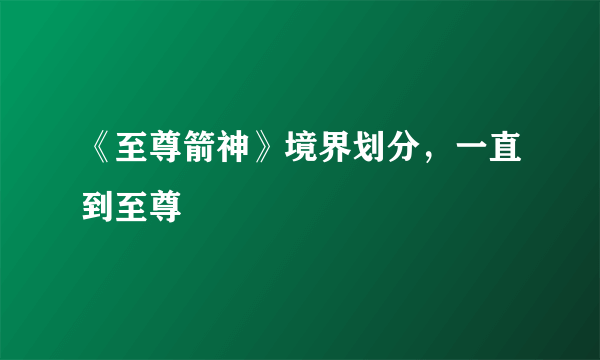 《至尊箭神》境界划分，一直到至尊