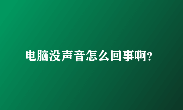 电脑没声音怎么回事啊？