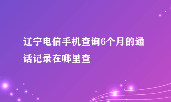 辽宁电信手机查询6个月的通话记录在哪里查