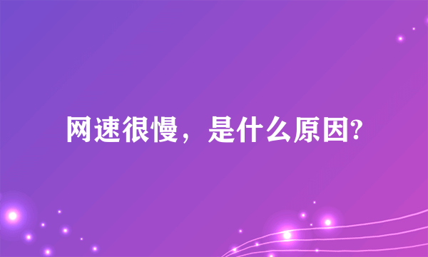 网速很慢，是什么原因?