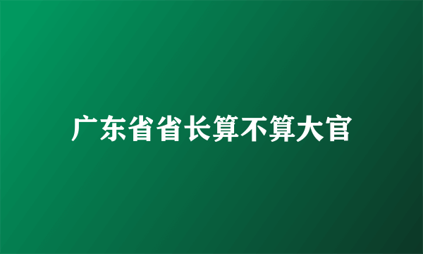 广东省省长算不算大官