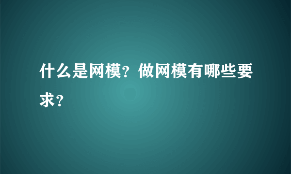 什么是网模？做网模有哪些要求？