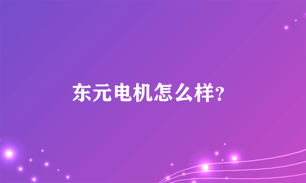 东元电机怎么样？